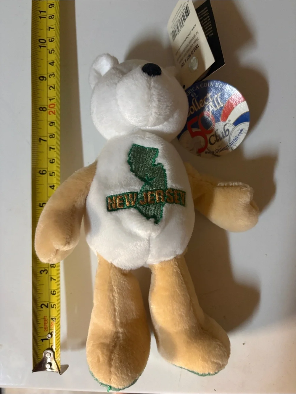 Collect-A-Bear New Jersey Souvenir Bear - White & Tan with Green Accents